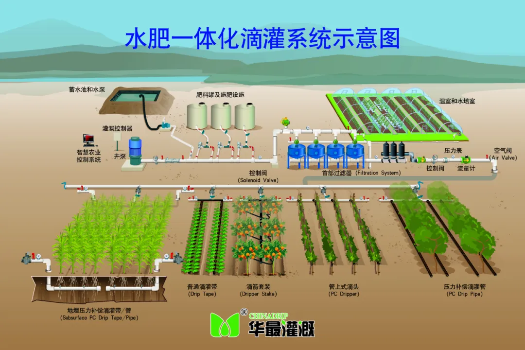 水肥一体化滴灌系统示意图